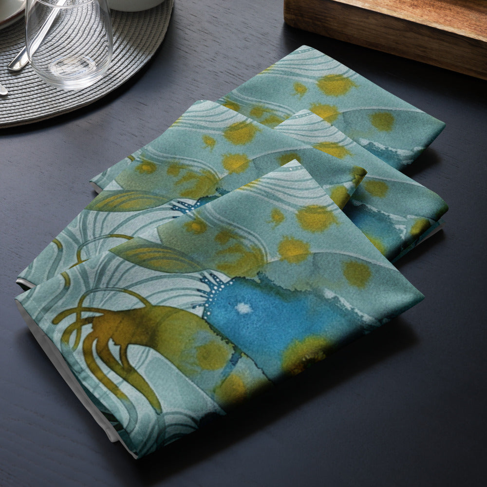 Bluewater design by Kirsten Blackburn on cloth napkin set