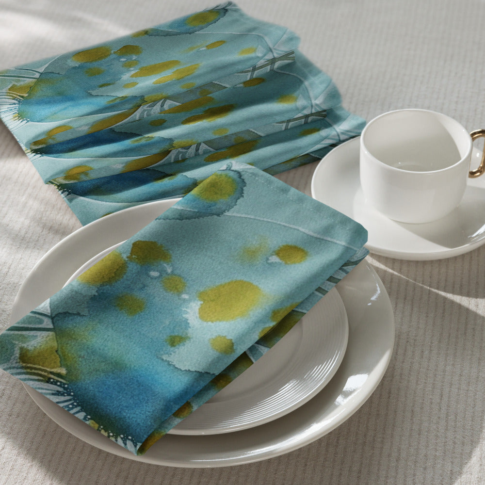 Bluewater design by Kirsten Blackburn on cloth napkin set