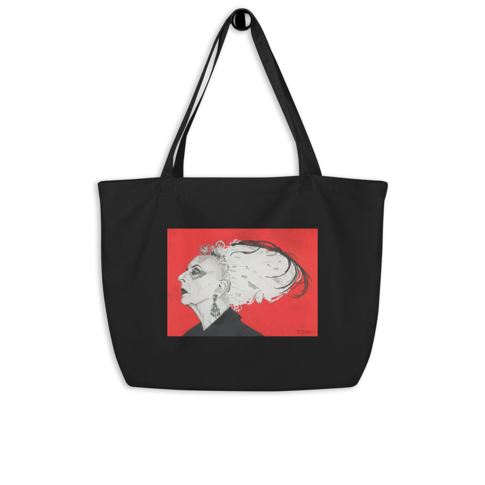 Quentin Crisp design by Kirsten Blackburn on large organic tote bag