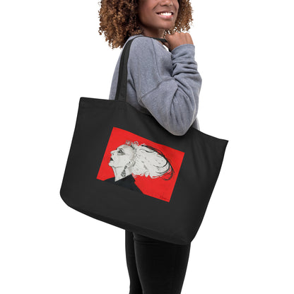 Quentin Crisp design by Kirsten Blackburn on large organic tote bag