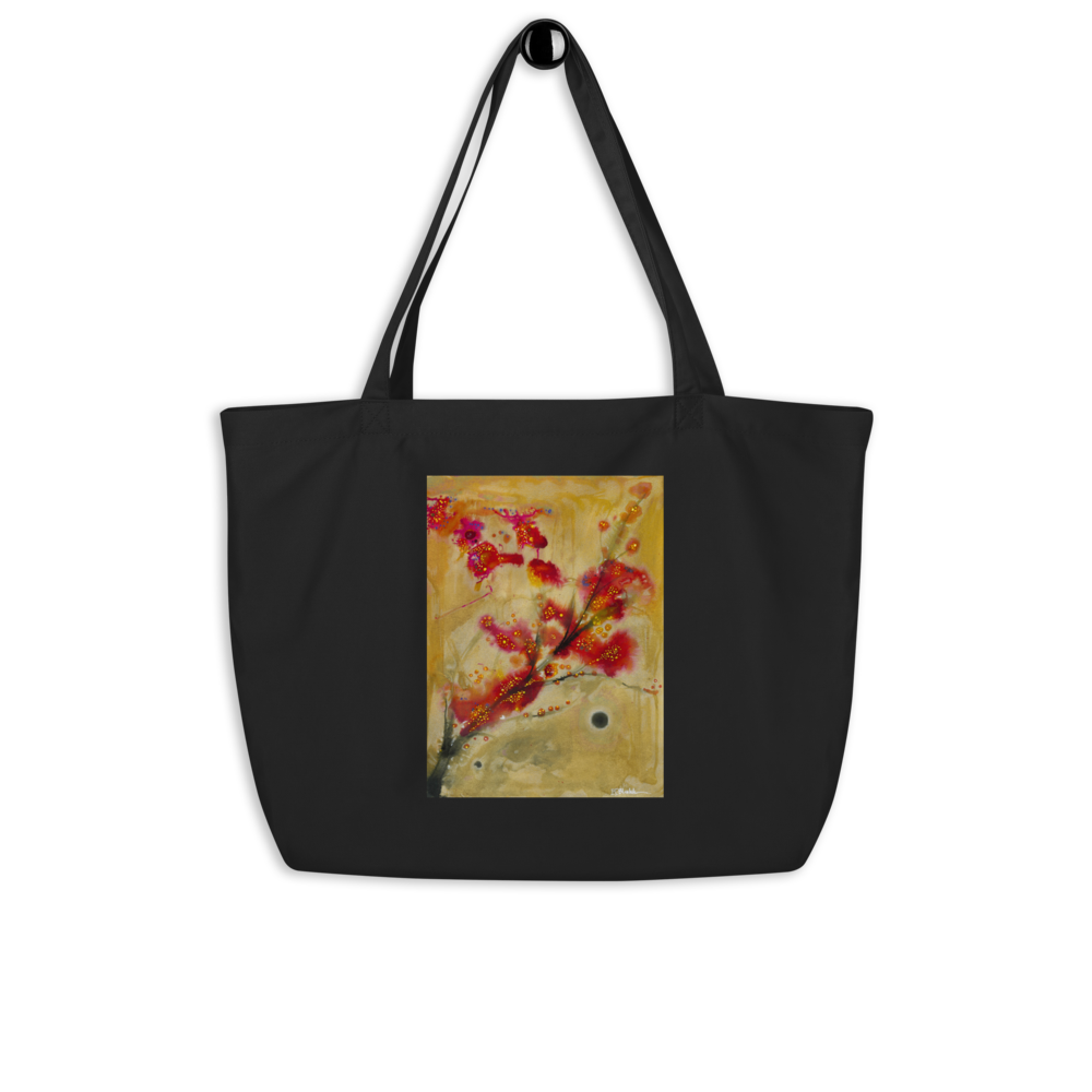 Winter to Spring design by Kirsten Blackburn on large organic tote bag