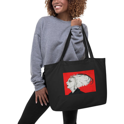 Quentin Crisp design by Kirsten Blackburn on large organic tote bag