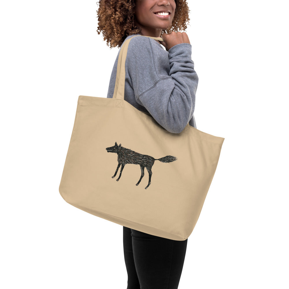 Wolf Of My Dreams design by Kirsten Blackburn on large organic tote bag