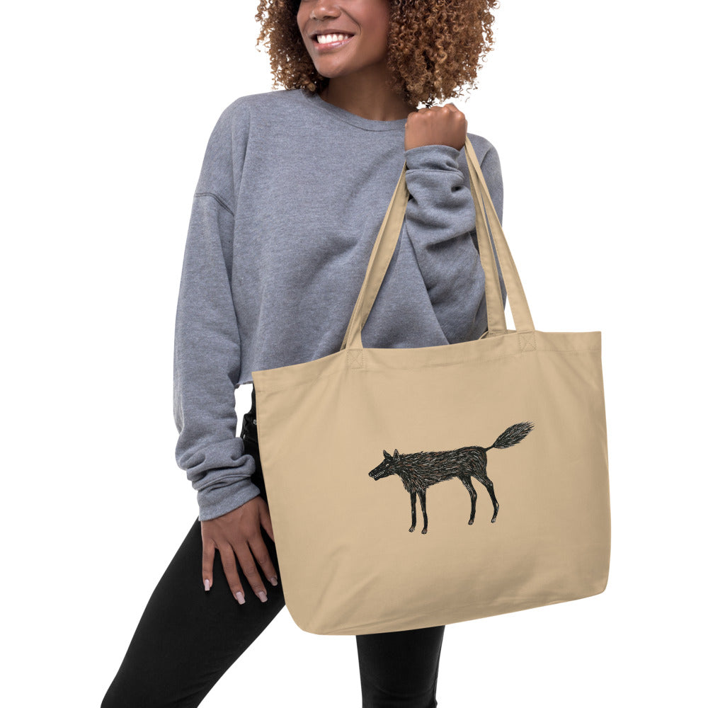 Wolf Of My Dreams design by Kirsten Blackburn on large organic tote bag