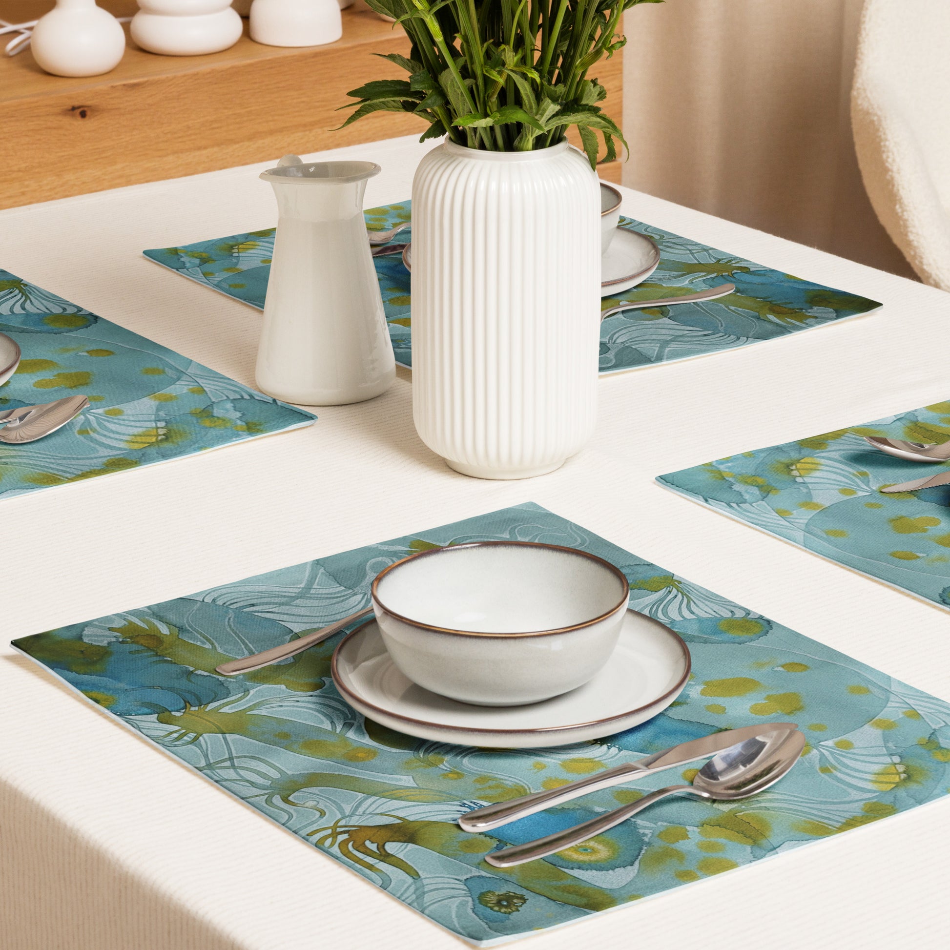 Bluewater design by Kirsten Blackburn on 4-piece placemat set