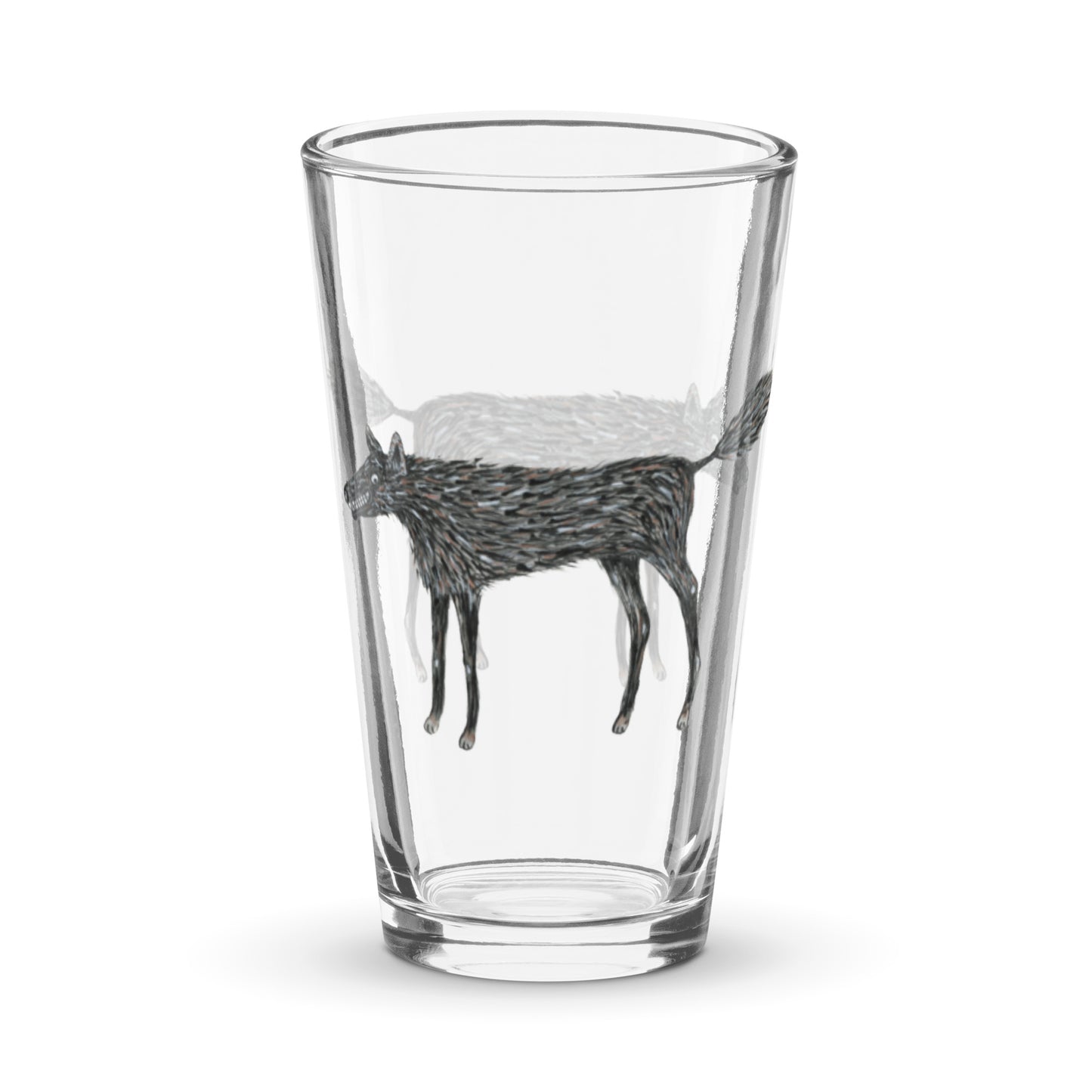Wolf Of My Dreams design by Kirsten Blackburn on shaker pint glass