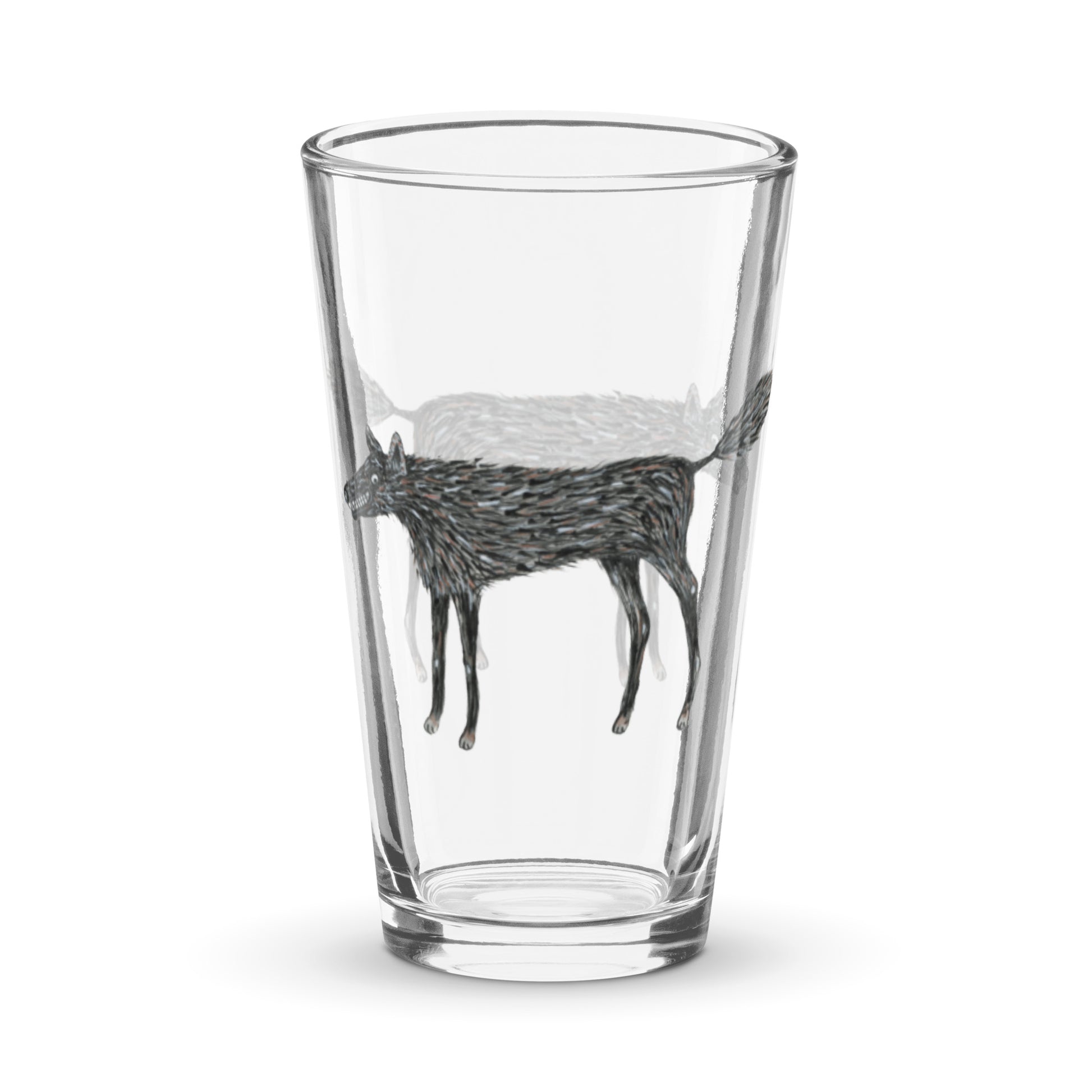 Wolf Of My Dreams design by Kirsten Blackburn on shaker pint glass