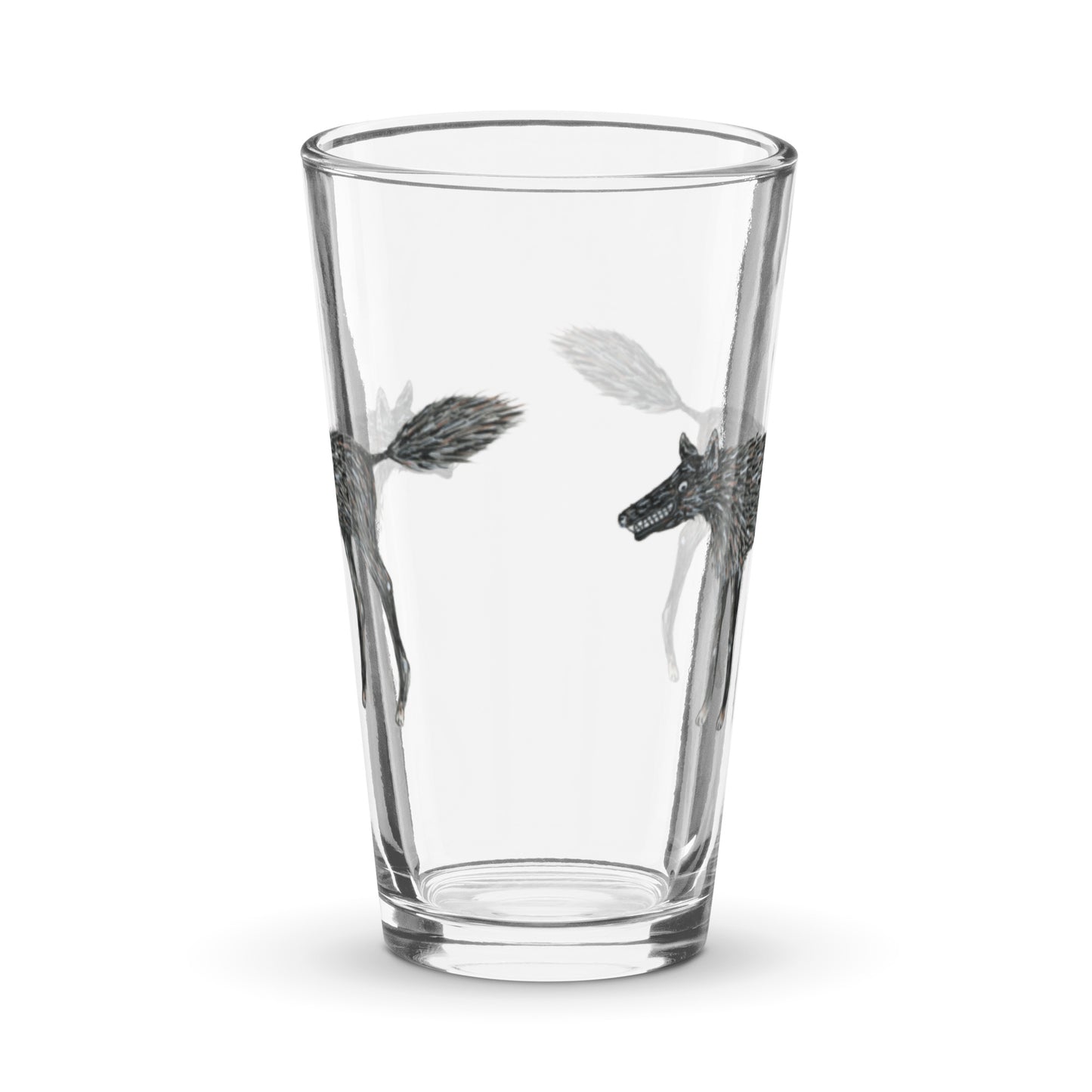 Wolf Of My Dreams design by Kirsten Blackburn on shaker pint glass