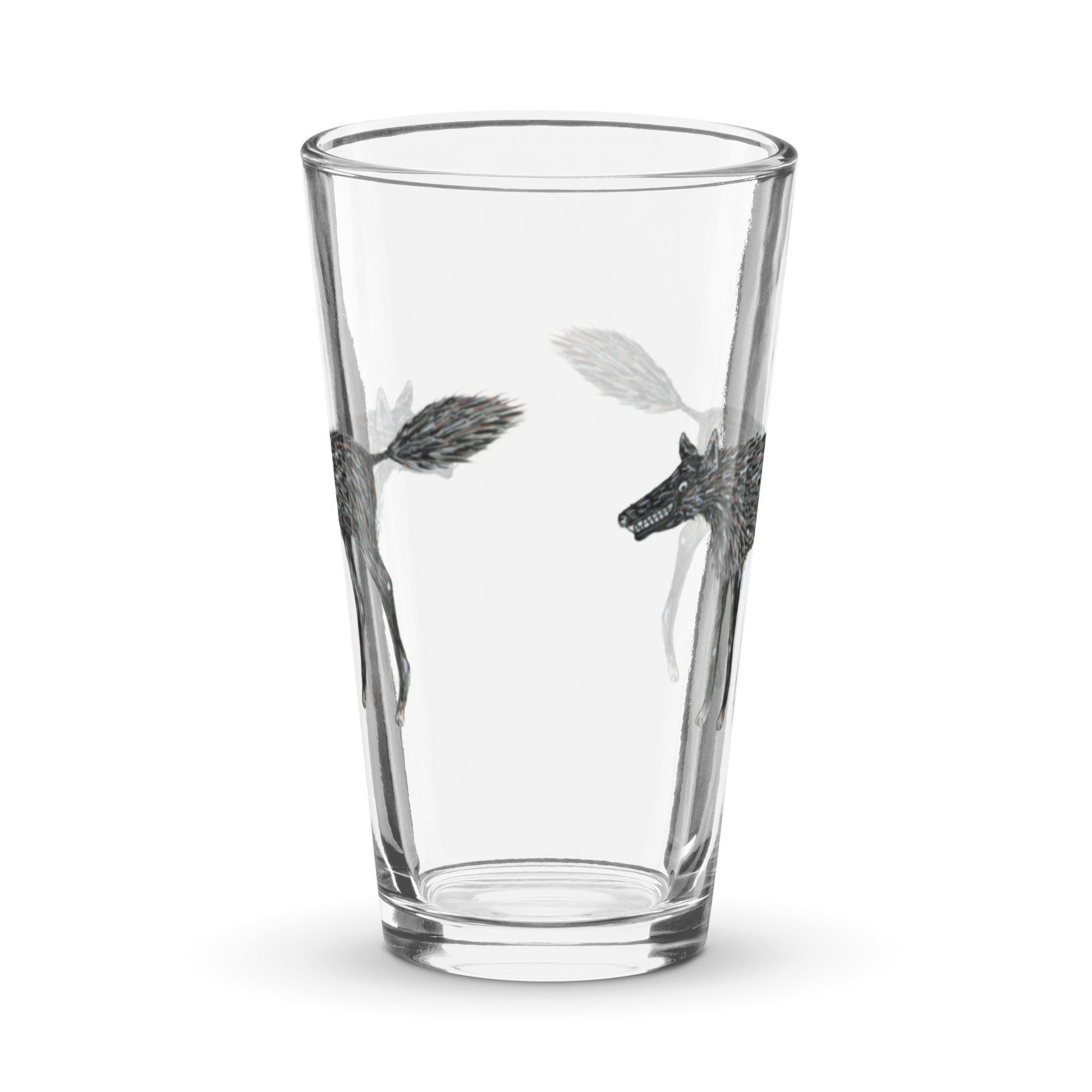 Wolf Of My Dreams design by Kirsten Blackburn on shaker pint glass