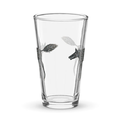 Wolf Of My Dreams design by Kirsten Blackburn on shaker pint glass