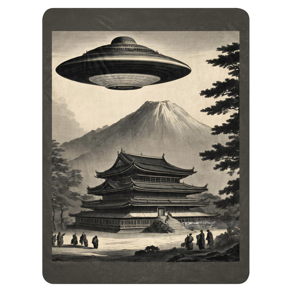 Temple UFO design by Kirsten Blackburn on sherpa blanket 60x80