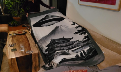 Temple UFO design by Kirsten Blackburn on sherpa blanket 60x80