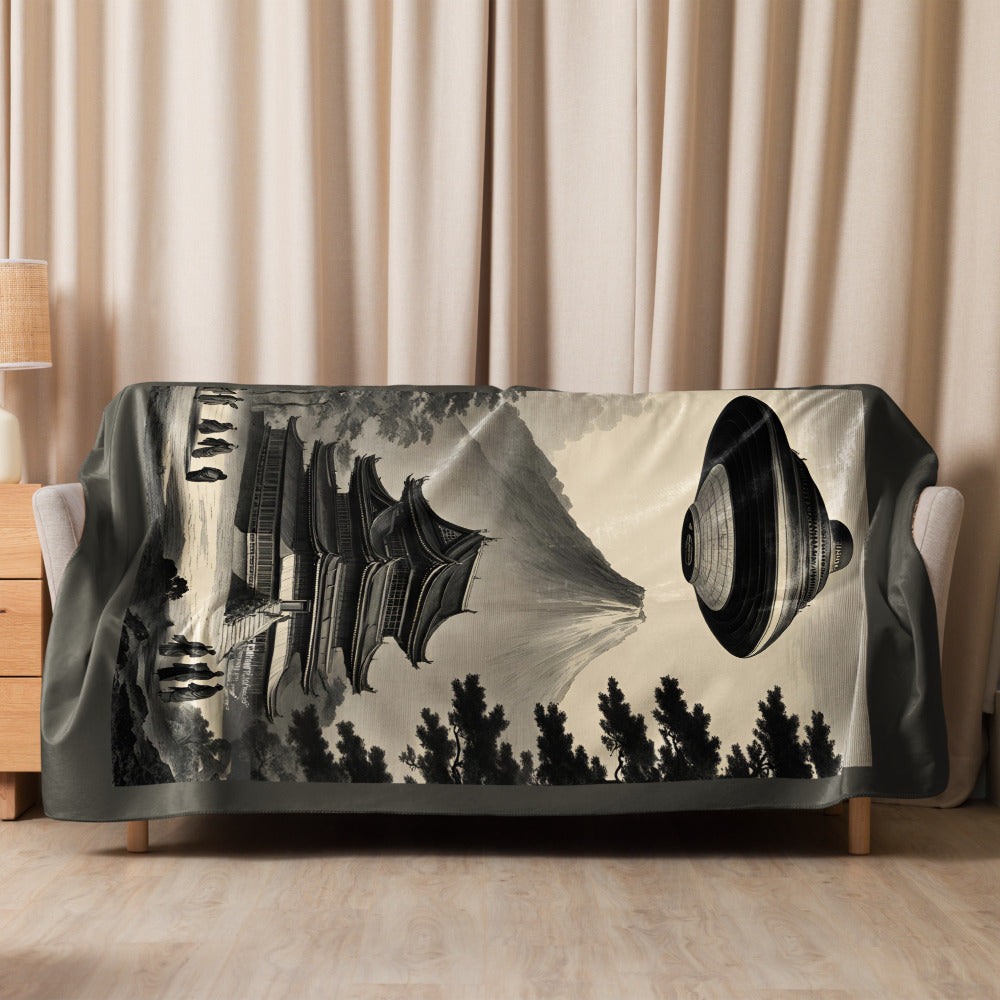 Temple UFO design by Kirsten Blackburn on sherpa blanket 60x80