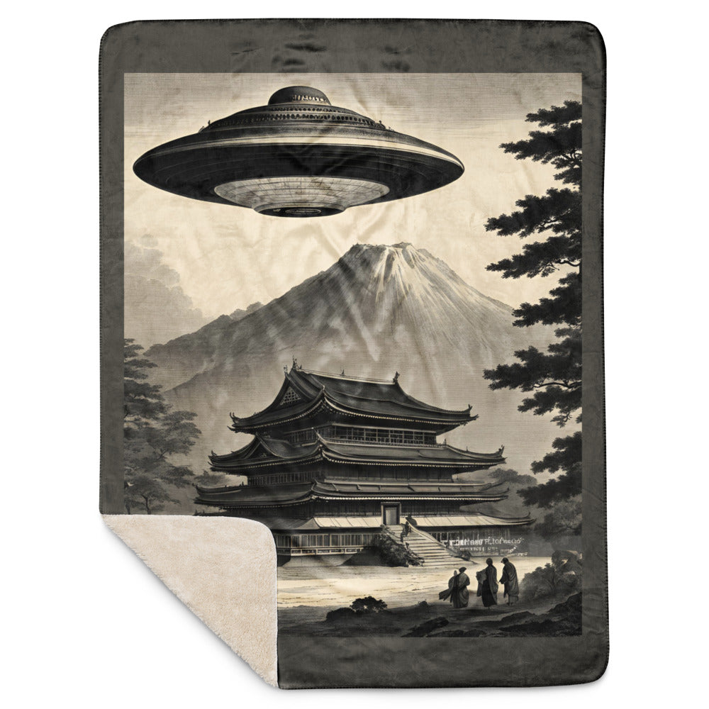 Temple UFO design by Kirsten Blackburn on sherpa blanket 60x80