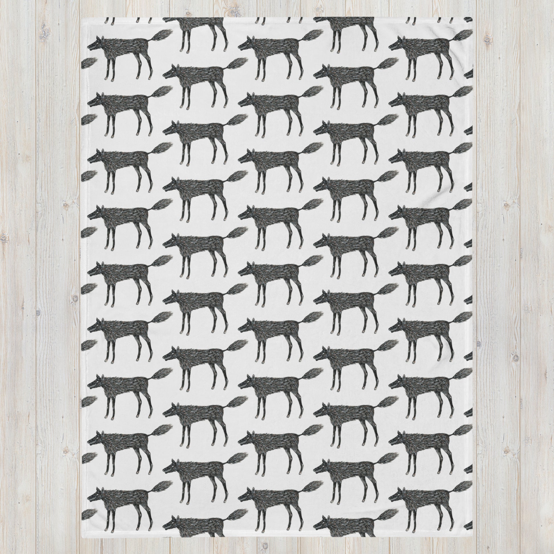 Wolf Of My Dreams design by Kirsten Blackburn on throw blanket