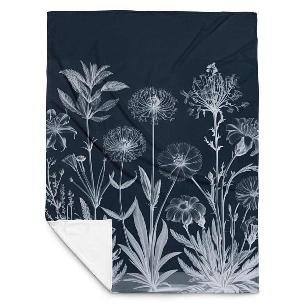 Moonlit Botanica design by Kirsten Blackburn on throw blanket 60x80