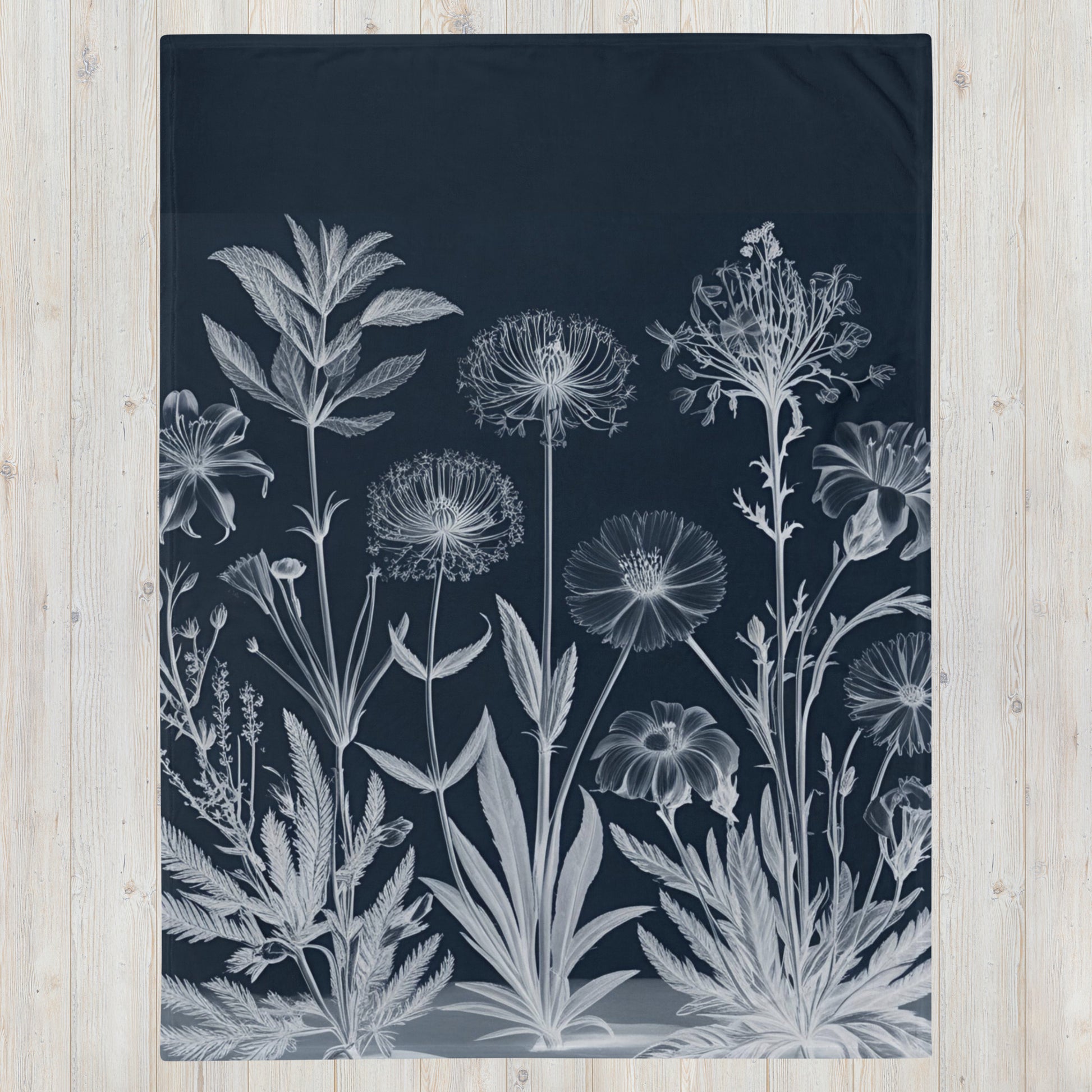 Moonlit Botanica design by Kirsten Blackburn on throw blanket 60x80"