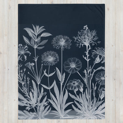 Moonlit Botanica design by Kirsten Blackburn on throw blanket 60x80"