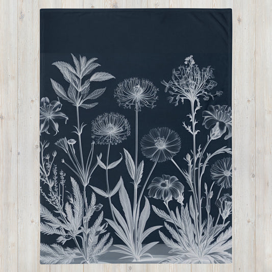 Moonlit Botanica design by Kirsten Blackburn on throw blanket 60x80"