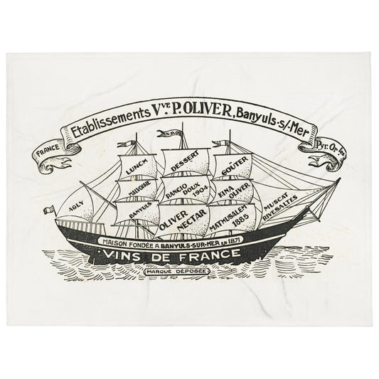 Vintage Sailing Ship design by Kirsten Blackburn on eggshell throw blanket 60x80