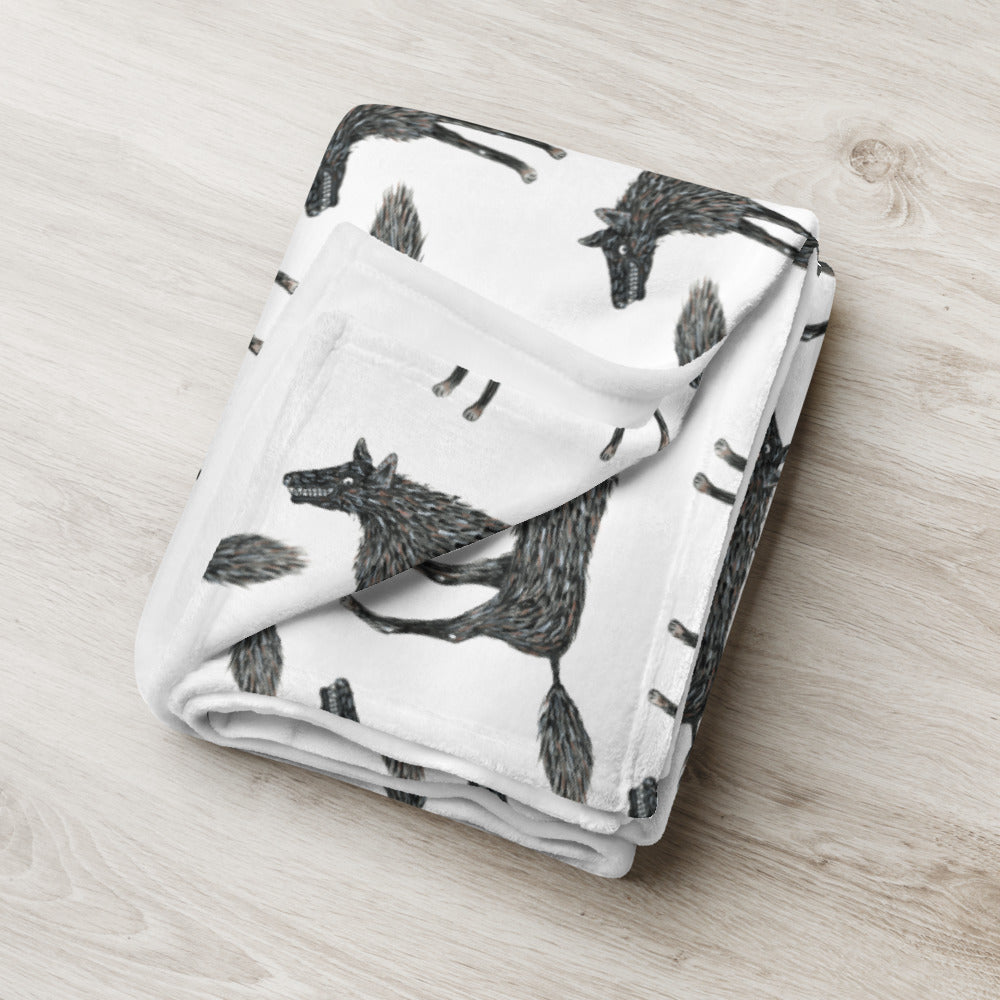 Wolf Of My Dreams design by Kirsten Blackburn on throw blanket