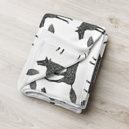 Wolf Of My Dreams design by Kirsten Blackburn on throw blanket