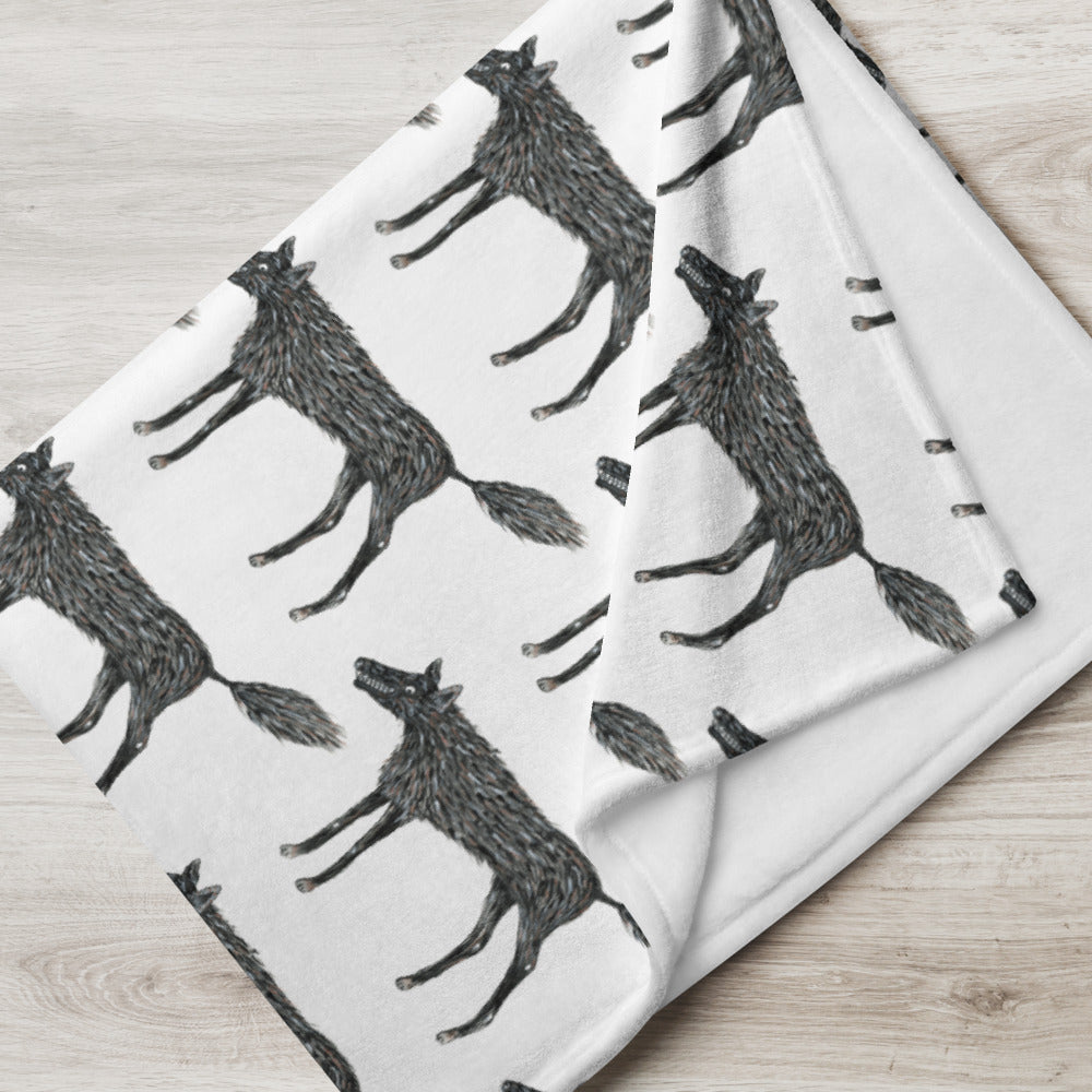 Wolf Of My Dreams design by Kirsten Blackburn on throw blanket