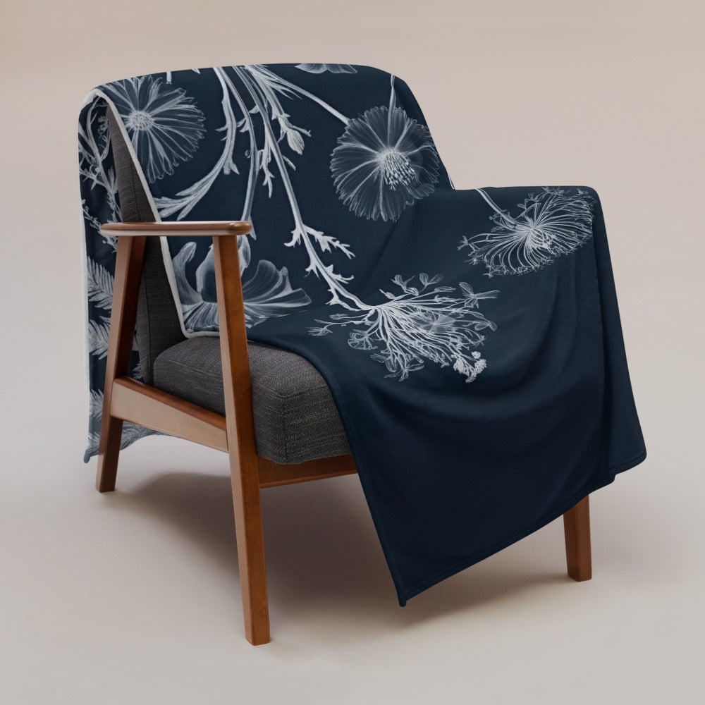 Moonlit Botanica design by Kirsten Blackburn on throw blanket 60x80