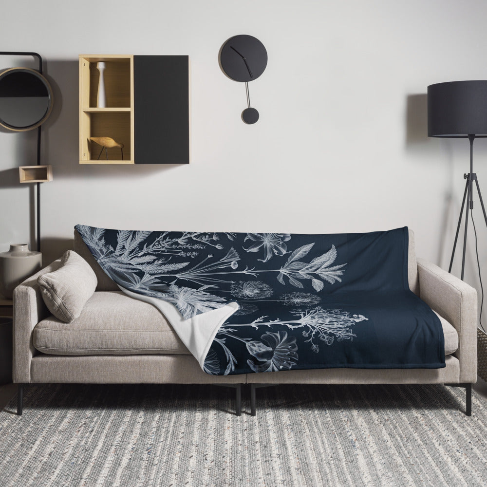 Moonlit Botanica design by Kirsten Blackburn on throw blanket 60x80