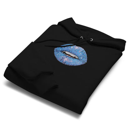 Blue Glitter Lips Unisex Champion Hoodie