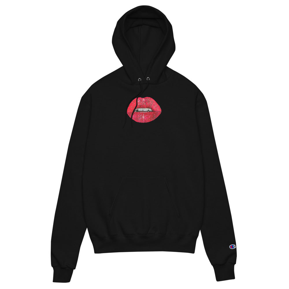 Red Glitter Lips Unisex Champion Hoodie