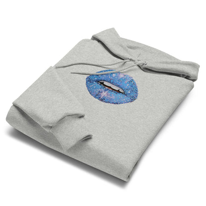 Blue Glitter Lips Unisex Champion Hoodie