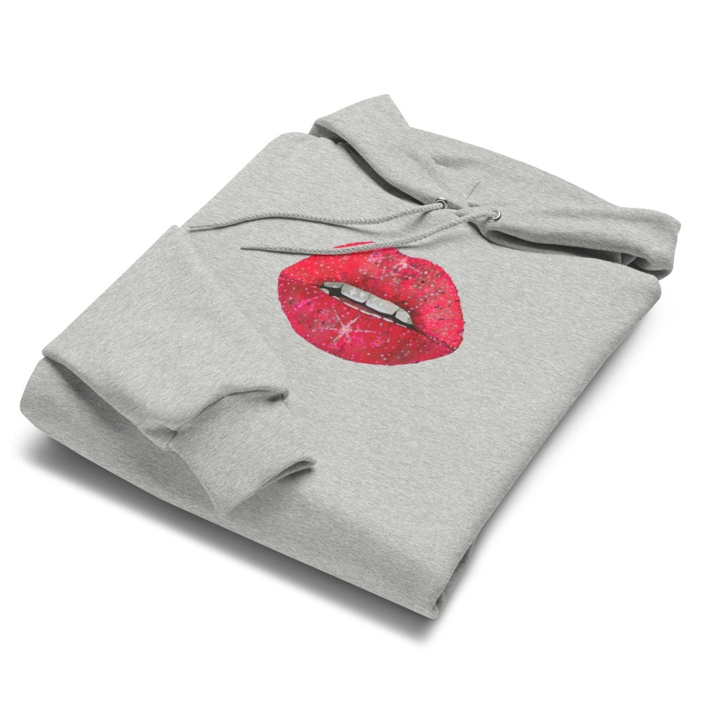Red Glitter Lips Unisex Champion Hoodie