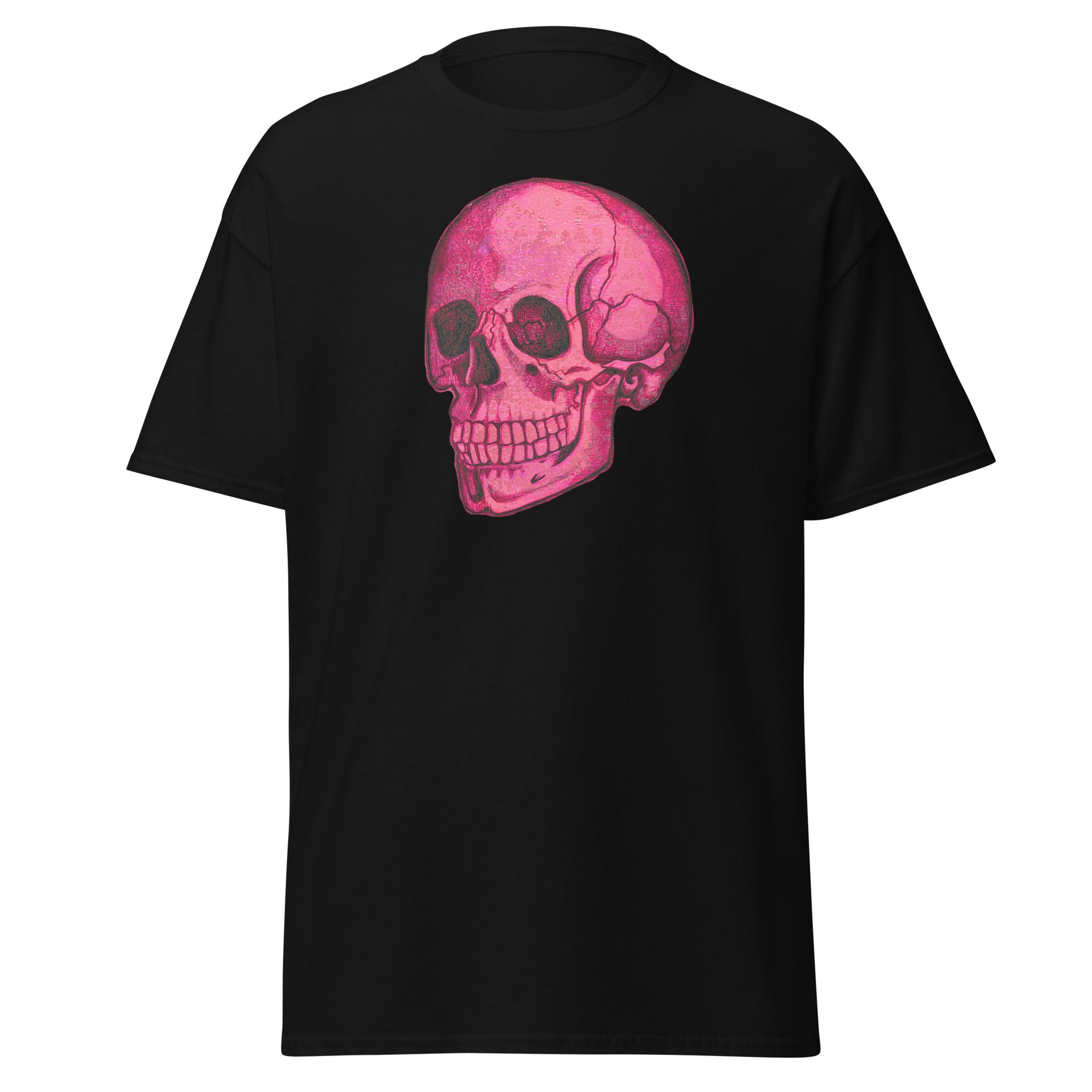 Pink Skull design by Kirsten Blackburn on unisex classic tee