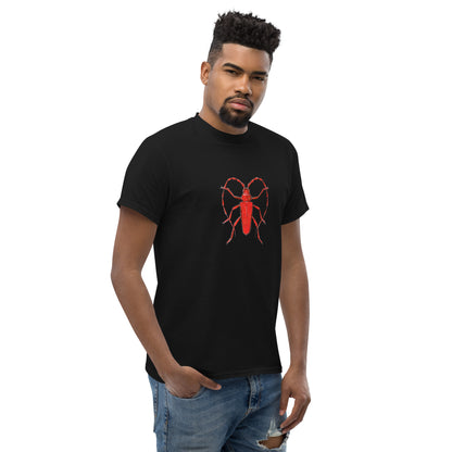 Red beetle graphic by Kirsten Blackburn printed on unisex cotton t-shirt