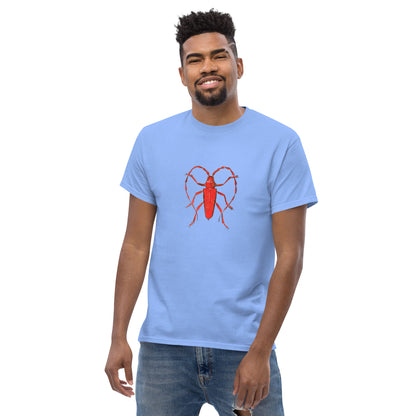 Red beetle graphic by Kirsten Blackburn printed on unisex cotton t-shirt