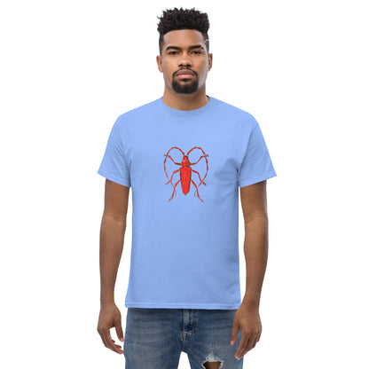 Red beetle graphic by Kirsten Blackburn printed on unisex cotton t-shirt