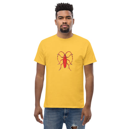 Red beetle graphic by Kirsten Blackburn printed on unisex cotton t-shirt