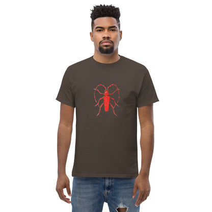 Red beetle graphic by Kirsten Blackburn printed on unisex cotton t-shirt