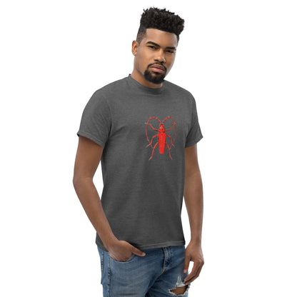 Red beetle graphic by Kirsten Blackburn printed on unisex cotton t-shirt