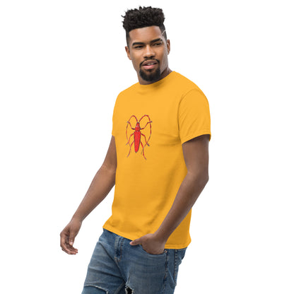 Red beetle graphic by Kirsten Blackburn printed on unisex cotton t-shirt