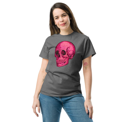 Pink Skull design by Kirsten Blackburn on unisex classic tee