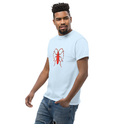 Red beetle graphic by Kirsten Blackburn printed on unisex cotton t-shirt