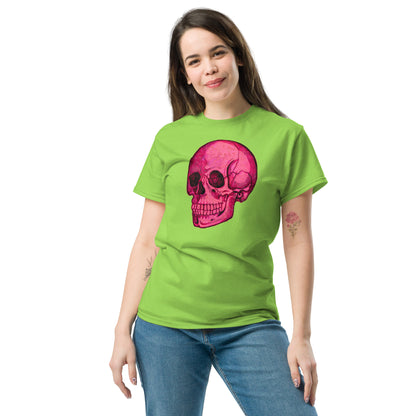 Pink Skull design by Kirsten Blackburn on unisex classic tee