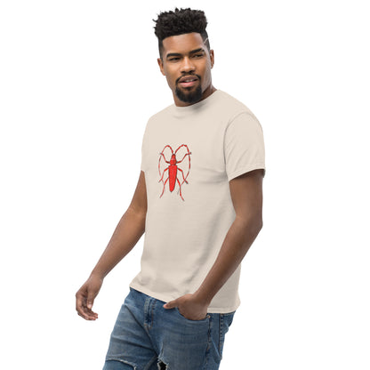 Red beetle graphic by Kirsten Blackburn printed on unisex cotton t-shirt