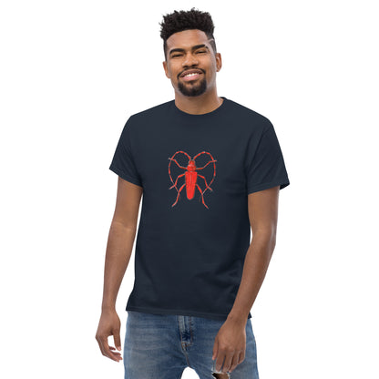 Red beetle graphic by Kirsten Blackburn printed on unisex cotton t-shirt