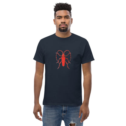 Red beetle graphic by Kirsten Blackburn printed on unisex cotton t-shirt