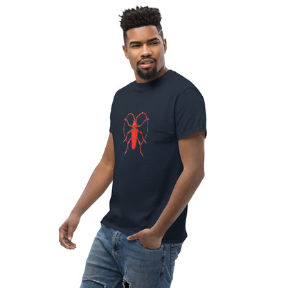 Red beetle graphic by Kirsten Blackburn printed on unisex cotton t-shirt