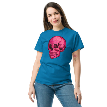 Pink Skull design by Kirsten Blackburn on unisex classic tee