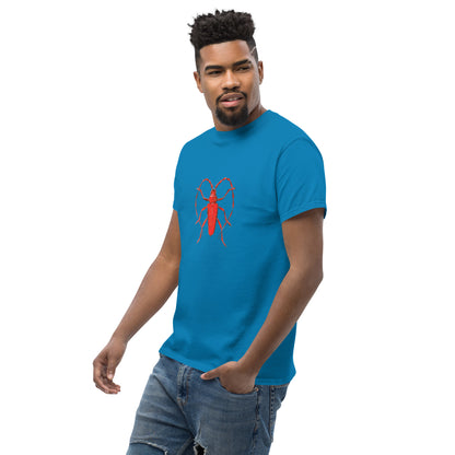 Red beetle graphic by Kirsten Blackburn printed on unisex cotton t-shirt